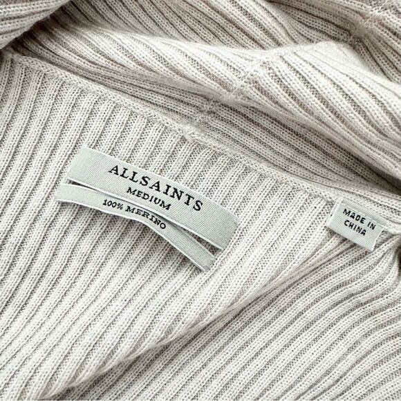 AllSaints Keld Long Sleeve Cardigan in Cream Size Medium - Picture 8 of 9